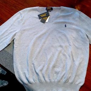 NWT POLO RALPH LAUREN PRIMA COTTON V NECK SWEATER